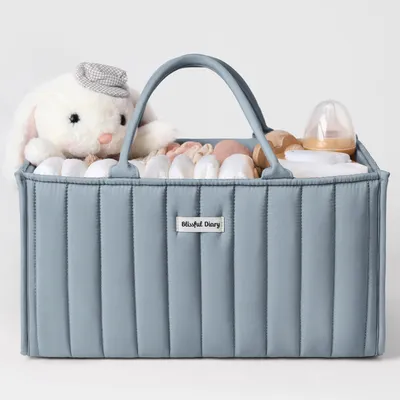 Zdjęcie produktu dla Organizer do torby na pieluchy, niebieski materiał, do pokoju dziecięcego
