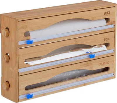 Folienhalter 3-in-1, Bambus, 23,5x39x9 cm, für 3 Rollen