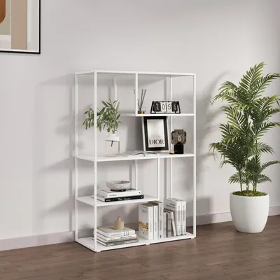 Zdjęcie produktu dla Regał 'Sievi' z 4 półkami stal 126 x 85 x 35 cm biały, matowy