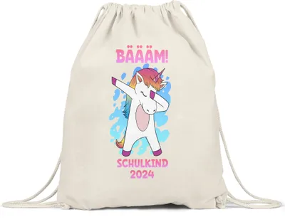 Produktbild von Bäääm Schulkind 2024 Turnbeutel Gymsack Einschulungsgeschenk Einhorn Unicorn Schulstart Grundschule