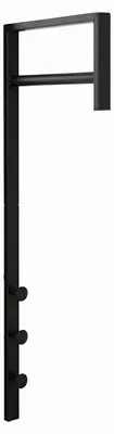 Produktbild von Pisa Garderobenständer, Wandgarderobe 1 Kleiderstange, 3 Haken schwarz.