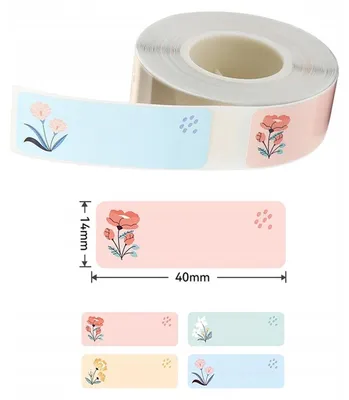 Produktbild von EDIBAZZAR | NIIMBOT Thermoetiketten Aufkleber 14x40mm 160 Stück mit Blumen