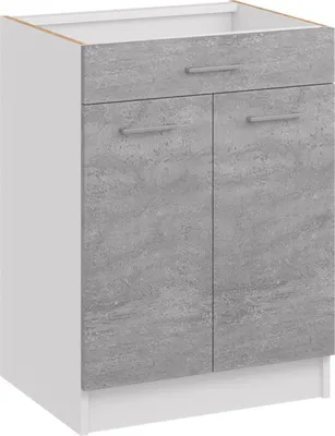 Produktbild von Roe Furniture | Küchenunterschrank 60 cm - Grau - Graubeton - 1 Schublade - 2 Türen - Ohne Arbeitsplatte - Unterschränke Küche - DS61