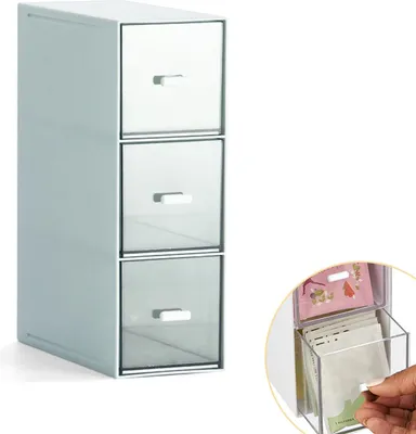 Produktbild von Küchenorganizer mit 3 Schubladen, Aufbewahrungsbox für Teebeutel, Kaffeepads, Teebox mit 3 Schubladen, Make-up-Tisch-Organizer, Kunststoff-Teebox für Tee, Kaffee, Gewürze und andere Lebensmittel