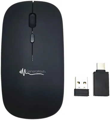 Imagen del producto de Ratón USB inalámbrico, mini ratón con batería, con Bluetooth y 2400 MHz, color negro, para portátil o PC