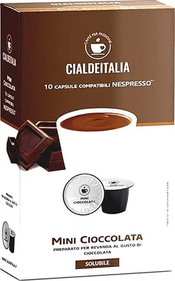 Produktbild von Cialdeitalia - Mini Schokolade Kapseln kompatibel mit Nespresso Maschinen - lösliche Kakaogetränke - 120 Kapseln