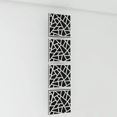 Obrázok produktu pre 4-balenie – Dekoratívne akustické závesné panely | 200 x 50 cm | Závesné deliace steny | Modulárne panely pohlcujúce zvuk | SKYROSS | Biela farba