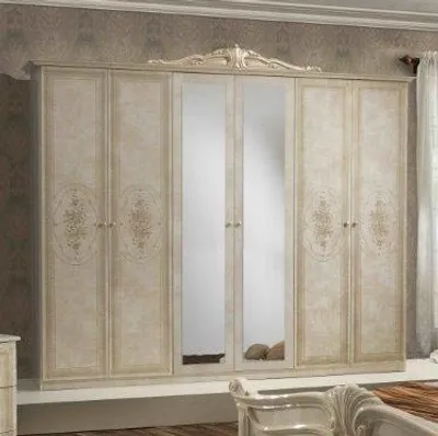 Produktbild von Barock Kleiderschrank Amalfi 6 trg. in Beige / Gold