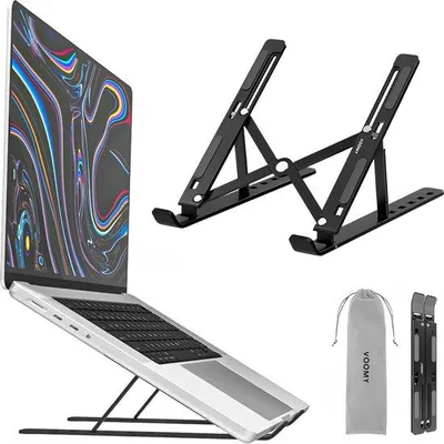 Obrázok produktu pre Ergonomický stojan na notebook, kompaktný, strieborný, hliníkový