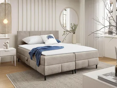 Obrázok produktu pre Hotelová jednolôžková posteľ 120x200 NEWSOMS 2 - béžová + topper ZDARMA