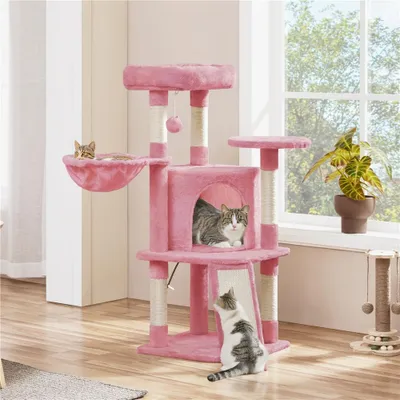 Produktbild von Yaheetech Kratzbaum Kleine Katzenbaum Katzenkratzbaum mit Katzenhöhle Kratzbrett Stabil Katzenhaus für Katzen, Hellrosa