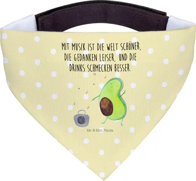 Produktbild von Mr. & Mrs. Panda Hundehalstuch Avocado Tanzen - Gelb Pastell - Geschenk, Singen, Halstuch für Hund, Party, Bandana, Hunde Hals Tuch, Urlaub, Musik, Dreieckstuch