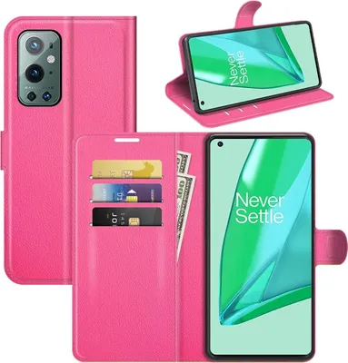 Produktbild von König Design Hülle kompatibel mit OnePlus 9 Pro Kunstleder Handyhülle - Handy Case Rosa