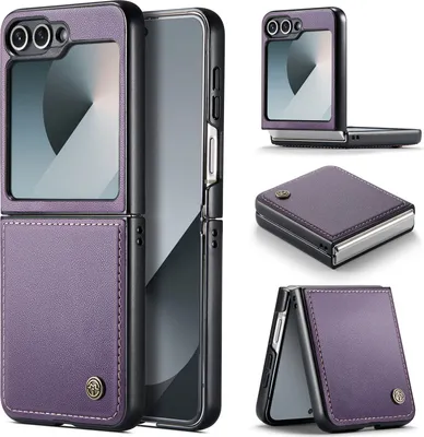 Obrázek produktu pro Pouzdro pro Samsung Galaxy Z Flip 6 / Z Flip 7 FE, RFID Blokování Karet, Pokročilé Flip Kožené Pouzdro s Funkcí Stojánku Fialová