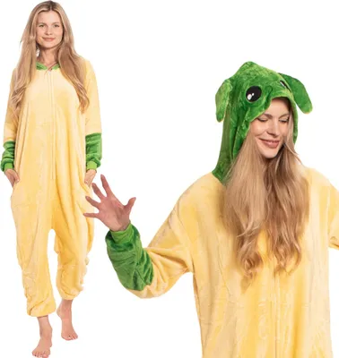 Produktbild von Nikcorp Jumpsuit Pyjama Damen Kinder Onesie Figur Gelb M