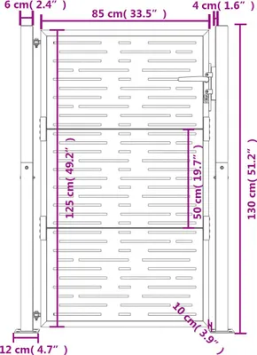 Imagen del producto de vidaXL Puerta de jardín, color antracita, 100x125 cm, acero, diseño cuadrado