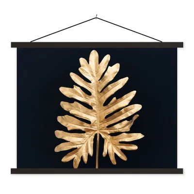 Produktbild von MuchoWow® Textilposter Blätter - Herbst - Gold - Schwarz - Natur - Luxus 150x113 cm mit schwarzem Rahmen - Wohnzimmer