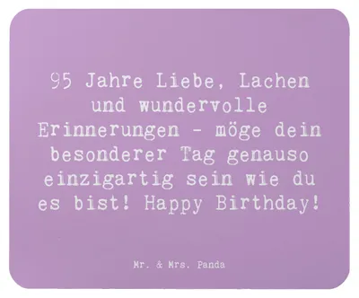Produktbild von Mr. & Mrs. Panda Mauspad Spruch 95. Geburtstag - Lavendeltraum - Geschenk, Familie, laptop mousepad, Happy Birthday, mousematte, 95 Jahre, computer, Mouse Pad
