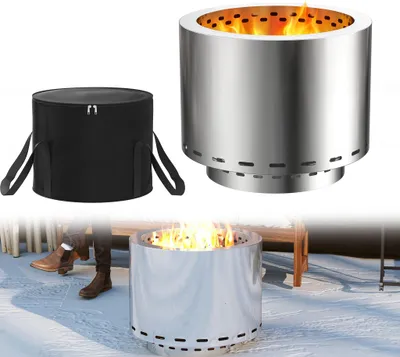 Produktbild von LARS360 49 cm Edelstahl Raketenofen – Outdoor Campingkocher großvolumig, effizient, für Zelten, Garten & Gruppen, inkl. Transporttasche