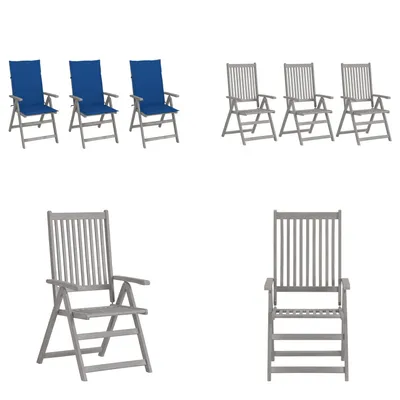 Produktbild von vidaXL Verstellbare Gartenstühle 3 Stk. mit Auflagen Massivholz Akazie - Gartenstuhl - Gartenstühle - Stuhl - Stühle