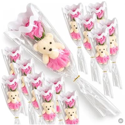 Immagine prodotto di Un mazzo di fiori artificiali con un orsacchiotto, set regalo da 15 pezzi