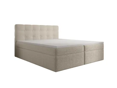 Produktbild von Kontinentalbett 180x200 cm AVENTO, Matratze und Topper, Boxspringbett Doppelbett Polsterbett mit Stauraum, Gepolstertes Kopfteil
