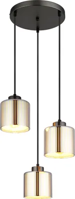 Immagine prodotto di Lampada a sospensione, nero-cromo, vetro, 3 luci, H 120 cm