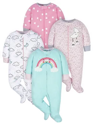 Produktbild von Gerber Strampler „Wolken“ für Mädchen, 4er-Pack