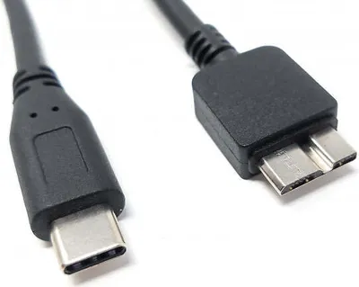 Produktbild von SYSTEM-S USB 3.1 Kabel 25 cm Typ C Stecker zu 3.0 Micro B Stecker Adapter in Schwarz
