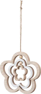 Produktbild von Deko Blume Mobile H15cm Windspiel MDF Holz Natur Weiß Holzblume Hängedeko Deko