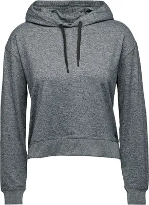 Dunkelgrauer Hoodie mit Kapuze; cropped Schnitt; von Black Diamond; Modell W Circuit Midlayer Hoody.