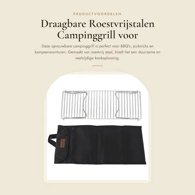 Produktbild von Campinggrill – Nachhaltig – Faltbar – Edelstahl – Tragbar – Grillrost – 44 x 16 cm – Grill