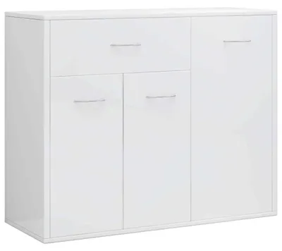 Produktbild von Sideboard Kommode Anrichte Beistellschrank Mehrzweckschrank mit Schublade und 4 Fächern für Wohnzimmer Flur Hochglanz 88x30x70 cm Hochglanz-Weiß