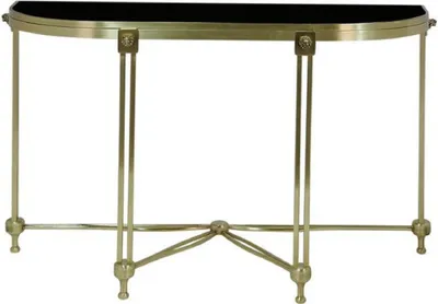 Produktbild von Casa Padrino Luxus Konsole Gold / Schwarz 130 x 45 x H. 79 cm - Konsolentisch mit Glasplatte - Luxus Möbel - Wohnzimmer Möbel - Luxus Einrichtung - Wohnzimmer Einrichtung