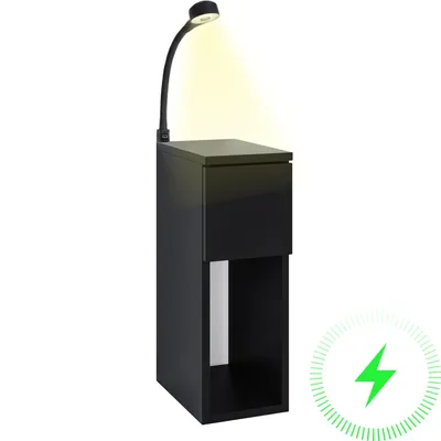 Produktbild von Nachttisch Beistelltisch ComfortCove Schwarz 20x30,5x55 cm Schublade Ablage Lampe USB Loft