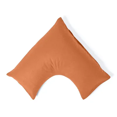 Produktbild von HOMESCAPES Leinen Kopfkissenbezug V Form Burnt Orange, 38 x 76 x 38 x 76 cm
