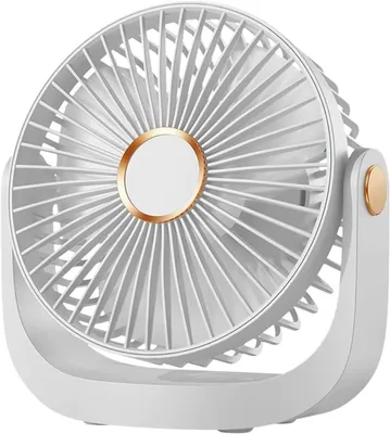 Produktbild von Tragbarer Tischventilator, USB-Ventilator mit wiederaufladbarem 4000-mAh-Akku, Mini-Ventilator mit 5 Geschwindigkeitsstufen und Nachtlicht, um 360° verstellbarer Tischventilator für Zuhause, Büro, Küche und Camping