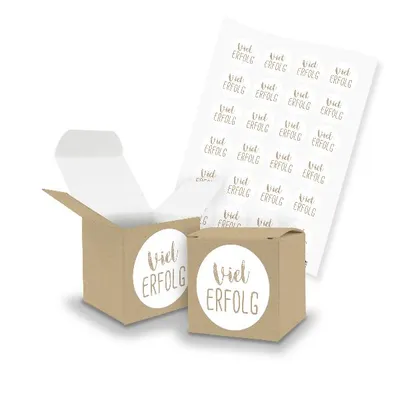 Produktbild von itenga SET Viel Erfolg (Motiv121) 24x Würfel 5cm braun + Sticker