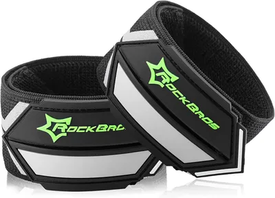 Image de ROCKBROS 1 paire de bandes réfléchissantes Bande réfléchissante pour pantalon avec velcro, noir argenté