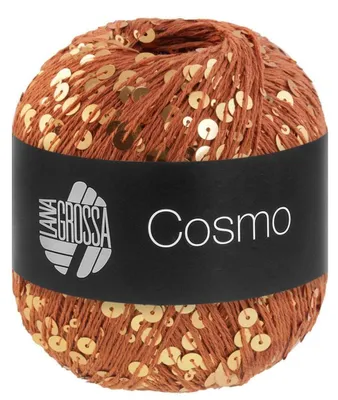 Produktbild von Lana Grossa COSMO 100 g Beilaufgarn aus Baumwolle mit großen und kleinen Pailletten 260 m Farbe 008 - Karamell