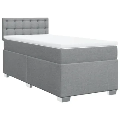 Produktbild von Boxspringbett mit Matratze Hellgrau 100x200 cm Stoff