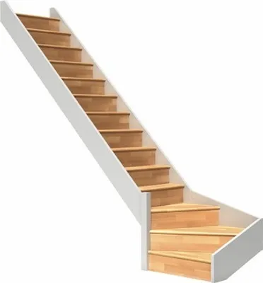 Produktbild von Pertura Wangentreppe Elenie Buche Leimholz Lackiert Mit Setzstufen Seitenwange weiß 1/4-gewendelt unten links 83,5 cm 16