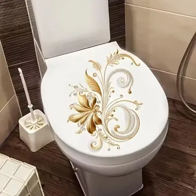 Produktbild von GKA WC-Deckel Aufkleber Natur Toilettendeckel Tattoo selbstklebend Toilette - goldene Ranken