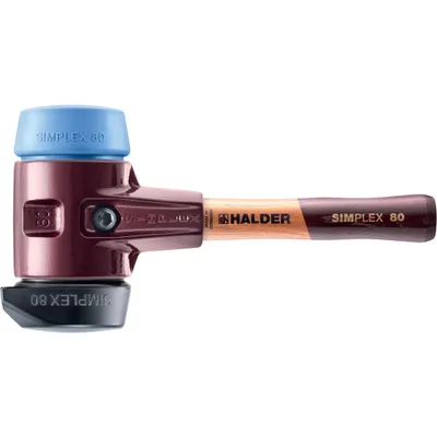 Produktbild von HALDER SIMPLEX Hammer Gefüllter Gummi, mit integriertem Fuß / weichem TPE, mit Tempergussgehäuse und hochwertigem Holzstiel - D=80 mm - Extra kurzer Stiel - 3012.282