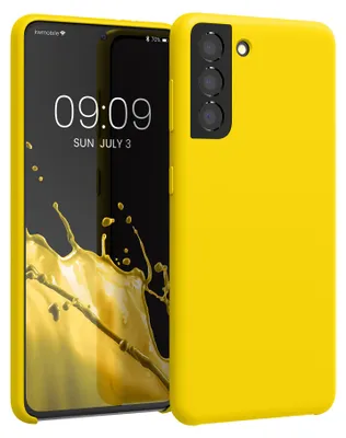 Produktbild von kwmobile Handyhülle für Samsung Galaxy S21 Hülle - Case Silikon - Kabelloses Laden - Schutzhülle Cover in Strahlend Gelb