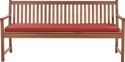Produktbild von BELIANI Gartenbank mit Auflage Dunkelrot Akazienholz 180 cm Landhausstil Gartenausstattung Balkon Terrasse Garten