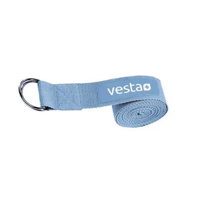 Produktbild von Vesta+ Yogagurt Blau 100% Baumwolle 2,5 m Metall Verschluss Yoga Gurt Gürtel 250 x 3,8 cm Strap Yogaband Yogaschlaufe