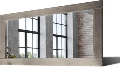 Produktbild von 120x100 Rechteckig Rustikale Wandspiegel mit Rahmen massivholz Eichenholz Horizontal | Individuell Spiegel Nach Maß | LDR224 Oak Ashen Glatte Oberfläche