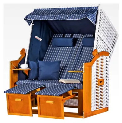 Produktbild von Strandkorb Ostsee - gestreift/blau - PE weiß