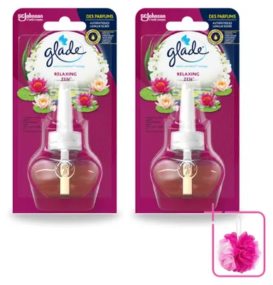 Image de 2 recharges d'huiles parfumées électriques Glade, parfum Relaxant Zen - Pack économique - 2 pièces